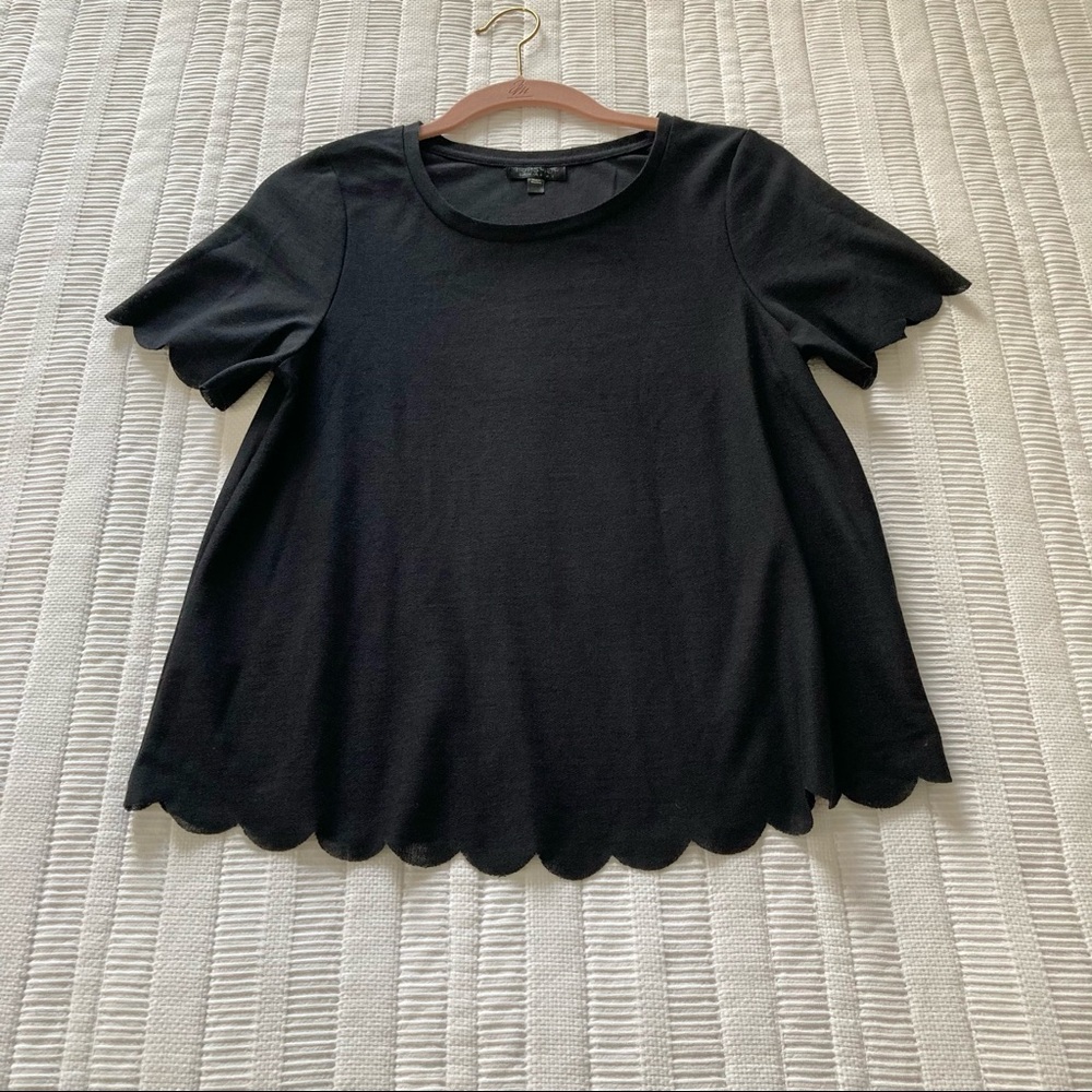[topshop] Black Scallop Top